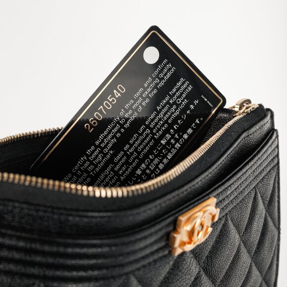 Chanel Black Caviar Leather Quilted Boy Zip Pouch - Picture 11 of 11